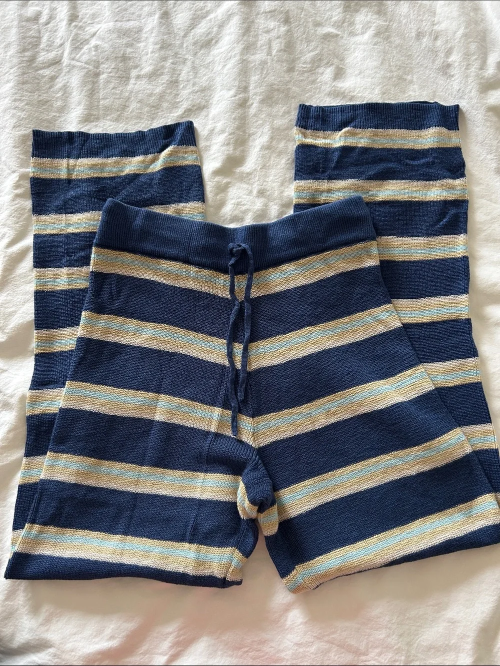 NWT Free People Mariner Sweater Set Top Pants Stripes Blue Beach Free-est
